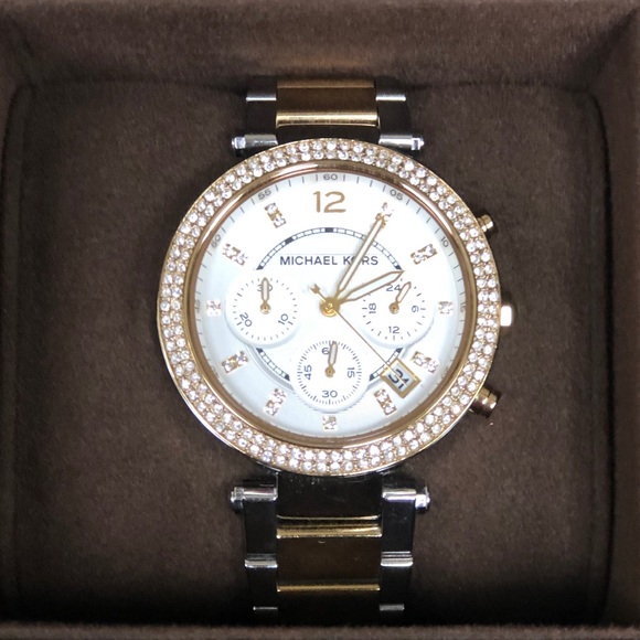 Michael Kors Parker two tone crystal bezel watch - Picture 2 of 5
